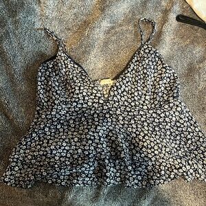 floral navy blue babydoll rayon top